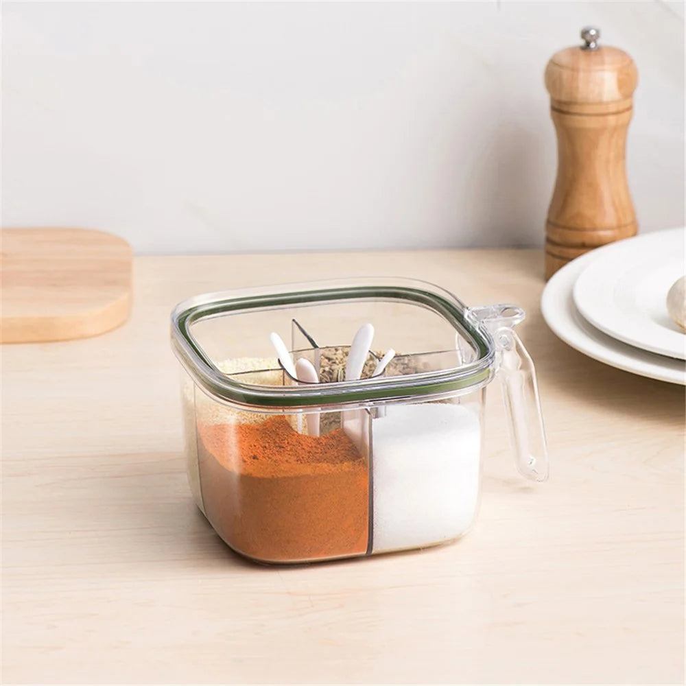 AAB007 Clear Seasoning Box Spice Jar Condiment Bottle Kitchen Supplies (BPA Free, No FDA Certification) - Green - 2