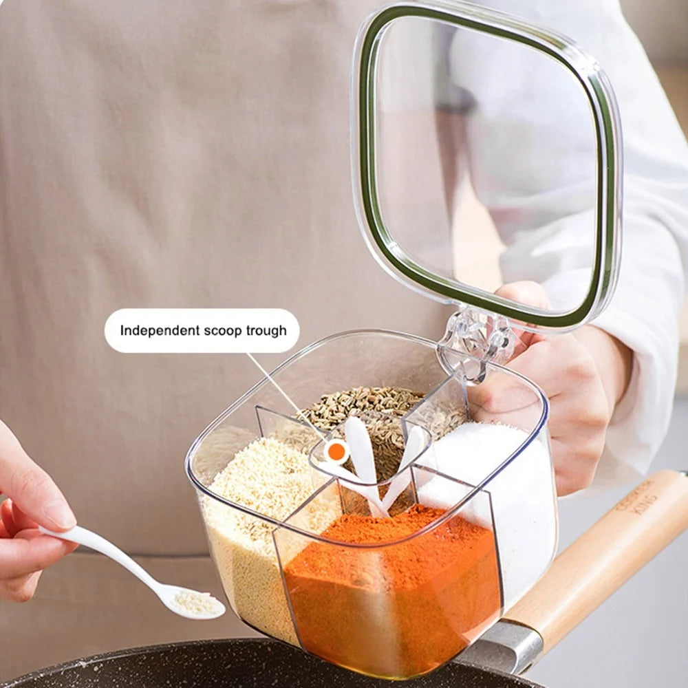AAB007 Clear Seasoning Box Spice Jar Condiment Bottle Kitchen Supplies (BPA Free, No FDA Certification) - Green - 6