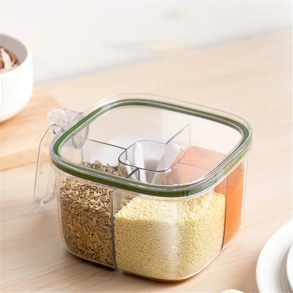 AAB007 Clear Seasoning Box Spice Jar Condiment Bottle Kitchen Supplies (BPA Free, No FDA Certification) - Green - 7
