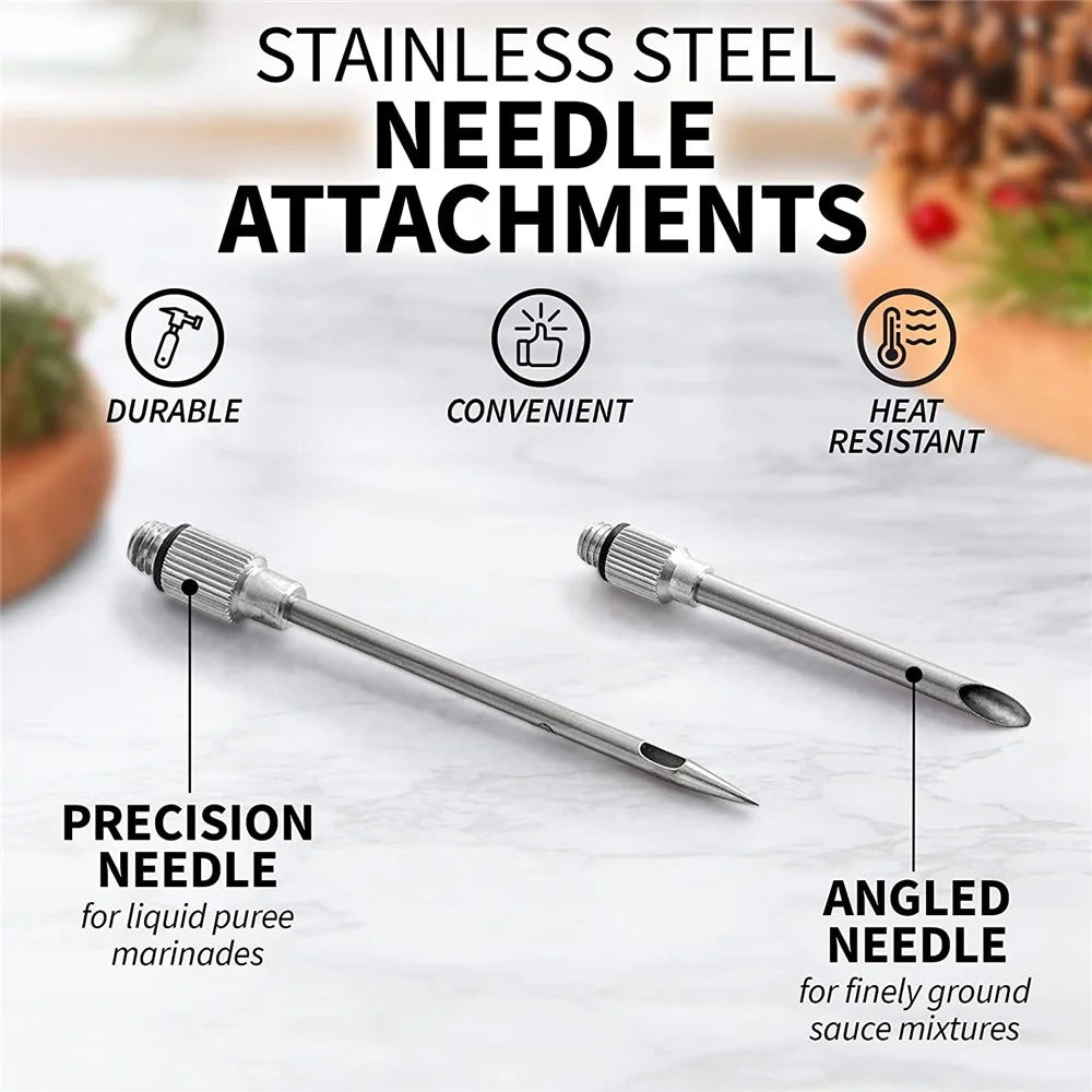 Kitchen Stainless Steel Turkey Baster for Cooking, Food-Grade Turkey Syringe with Silicone Suction Bulb, Cleaning Brush and Needles (No FDA Certified, BPA-Free) - 2
