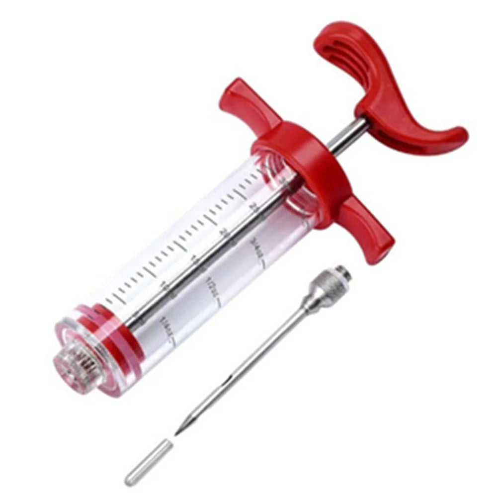 30ml Acrylic + Stainless Steel Meat Marinade Syringe Turkey Seasoning Syringe Kitchen Cooking Tool (No FDA Certified, BPA-Free) - 1