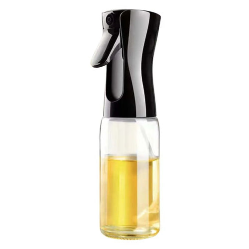 220ml Oil Sprayer for Cooking Transparent Glass Olive Oil Sprayer Mister Oil Dispenser Bottle (No FDA Certification, BPA Free) - Black - 1