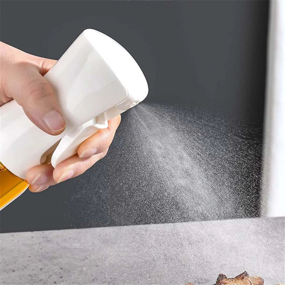 220ml Oil Sprayer for Cooking Transparent Glass Olive Oil Sprayer Mister Oil Dispenser Bottle (No FDA Certification, BPA Free) - Black - 2