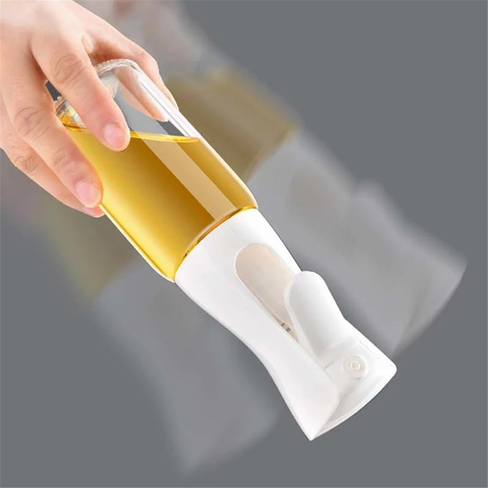 220ml Oil Sprayer for Cooking Transparent Glass Olive Oil Sprayer Mister Oil Dispenser Bottle (No FDA Certification, BPA Free) - Black - 3