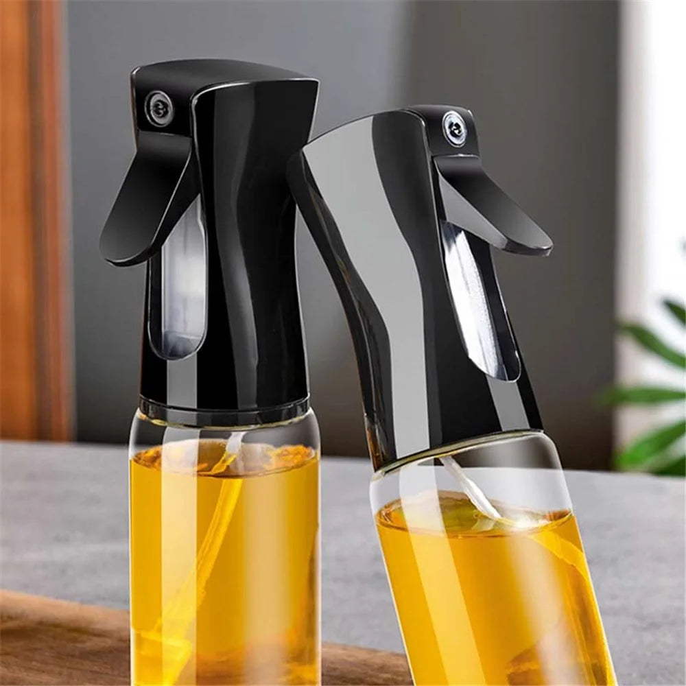 220ml Oil Sprayer for Cooking Transparent Glass Olive Oil Sprayer Mister Oil Dispenser Bottle (No FDA Certification, BPA Free) - Black - 4