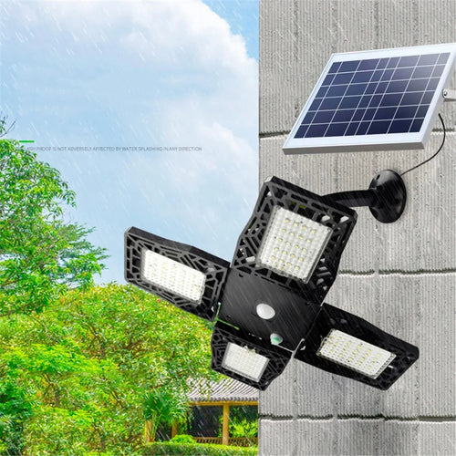 KFZR-001 80-bead LED Solar Power Wall Lamp Four-head Waterproof Garage Street Light - 1