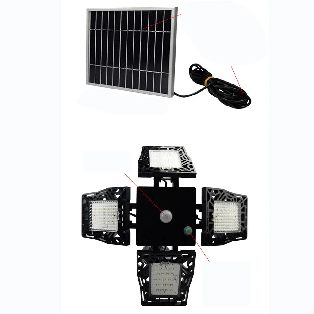 KFZR-001 80-bead LED Solar Power Wall Lamp Four-head Waterproof Garage Street Light - 4