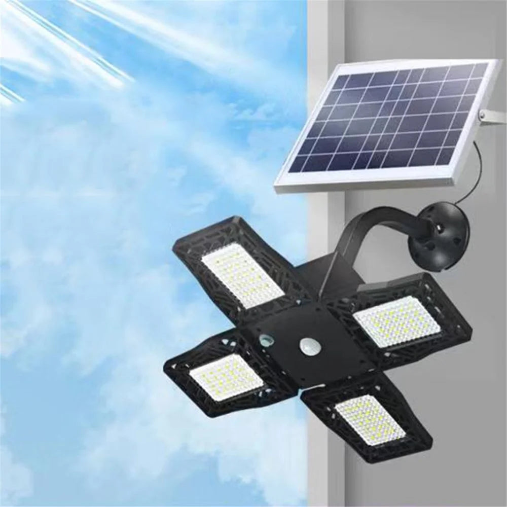 KFZR-001 80-bead LED Solar Power Wall Lamp Four-head Waterproof Garage Street Light - 5