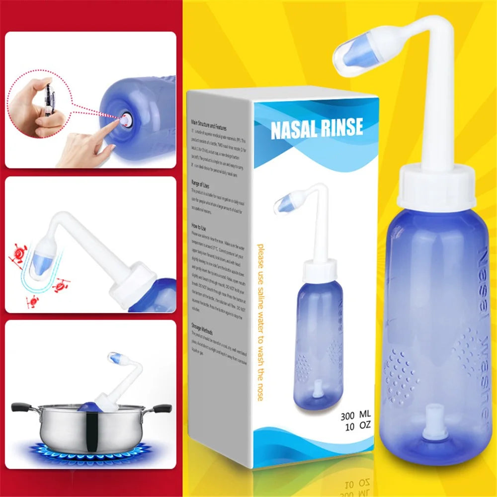 300ML Nasal Wash Nose Cleaner Children Adult Allergic Rhinitis Cleaning Bottle Tools Nasal Washer - 6