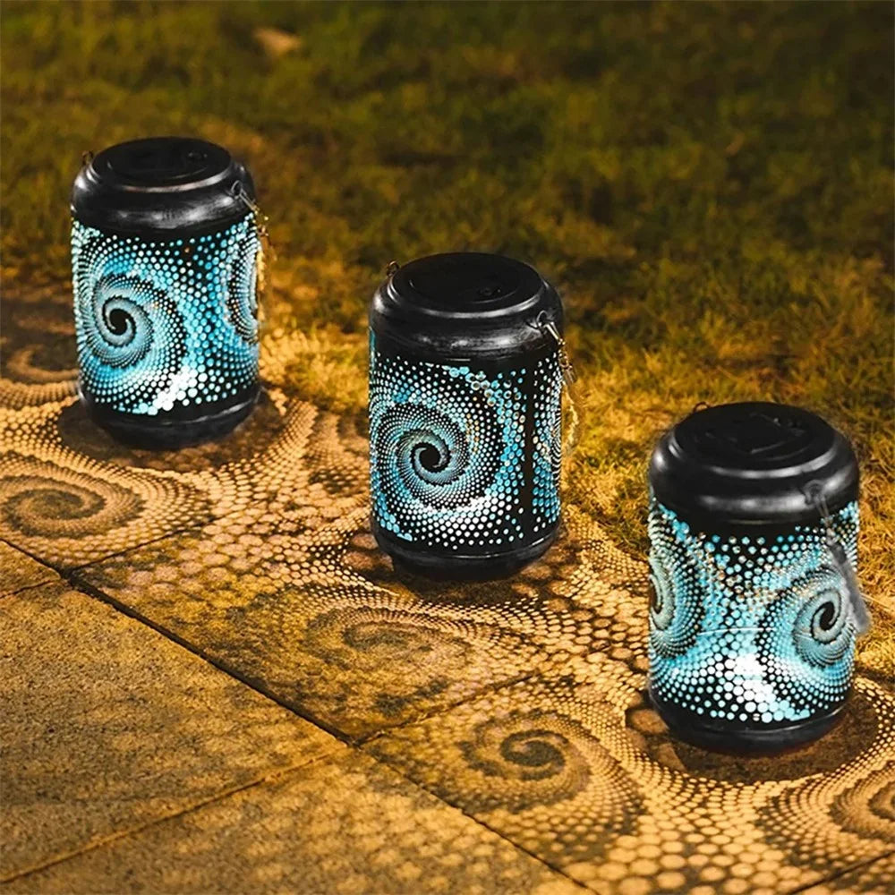HY1225 Hollow Out 3D Snail Outdoor Solar Lantern IP44 Waterproof Garden Hanging Light - Black - 3