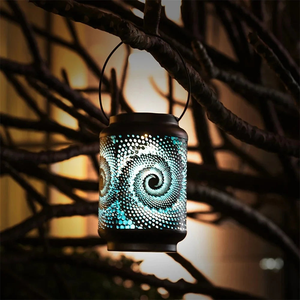 HY1225 Hollow Out 3D Snail Outdoor Solar Lantern IP44 Waterproof Garden Hanging Light - Black - 7