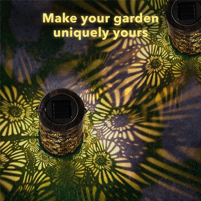 3D Dynamic Chrysanthemum Hollow Out Metal Outdoor Hanging Light Garden Solar Lantern, Size S - 6