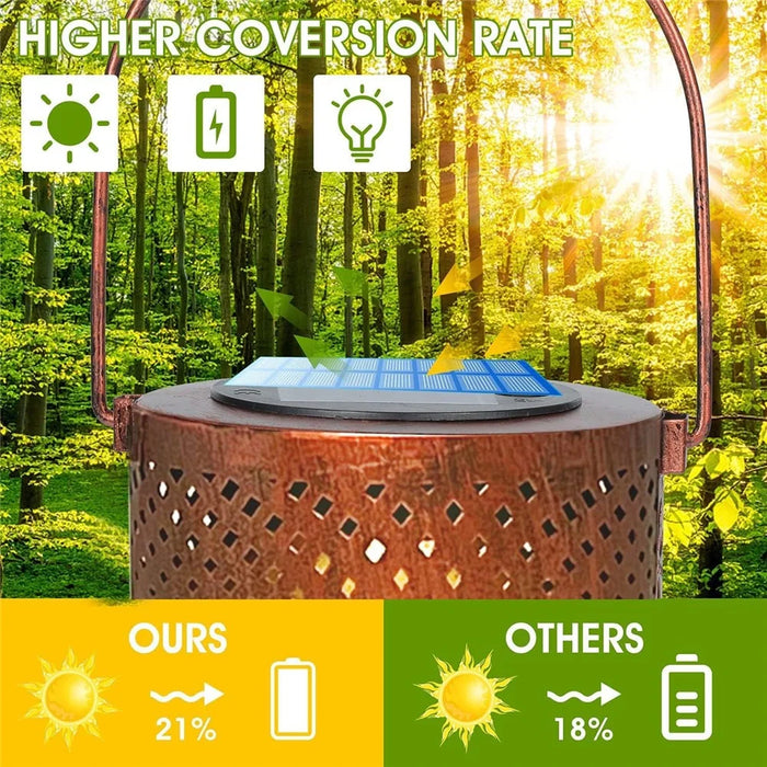 Butterfly Hollow Out Iron Solar Lantern Waterproof Outdoor Hanging Garden Light, Size L - 7