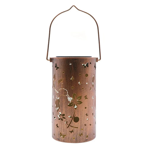 Hummingbird Hollow Out Metal Outdoor Hanging Light Decorative Garden Solar Lantern, Size S - 1