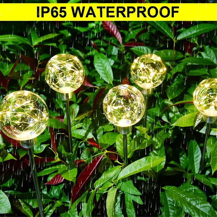 Round Ball Pathway LED Solar Light Outdoor Waterproof Garden Lamp for Walkway Yard Lawn - 10cm - 3
