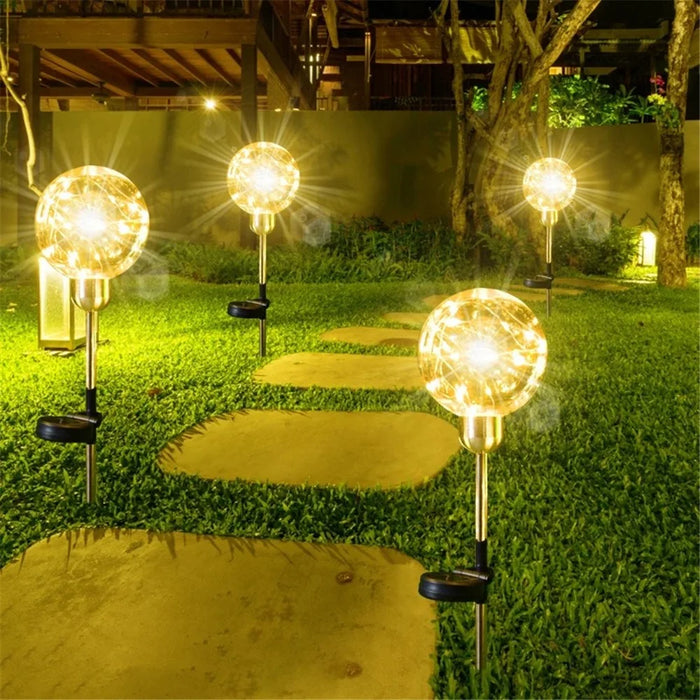 Round Ball Pathway LED Solar Light Outdoor Waterproof Garden Lamp for Walkway Yard Lawn - 10cm - 4