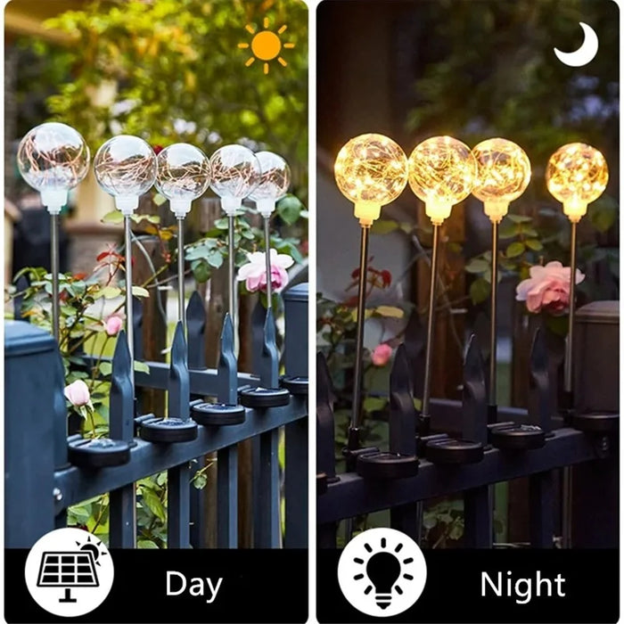 Round Ball Pathway LED Solar Light Outdoor Waterproof Garden Lamp for Walkway Yard Lawn - 10cm - 6