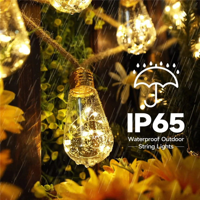 Waterproof Garden Lamp Hemp Rope Solar Patio Light with 16 Shatterproof Bulbs - 3