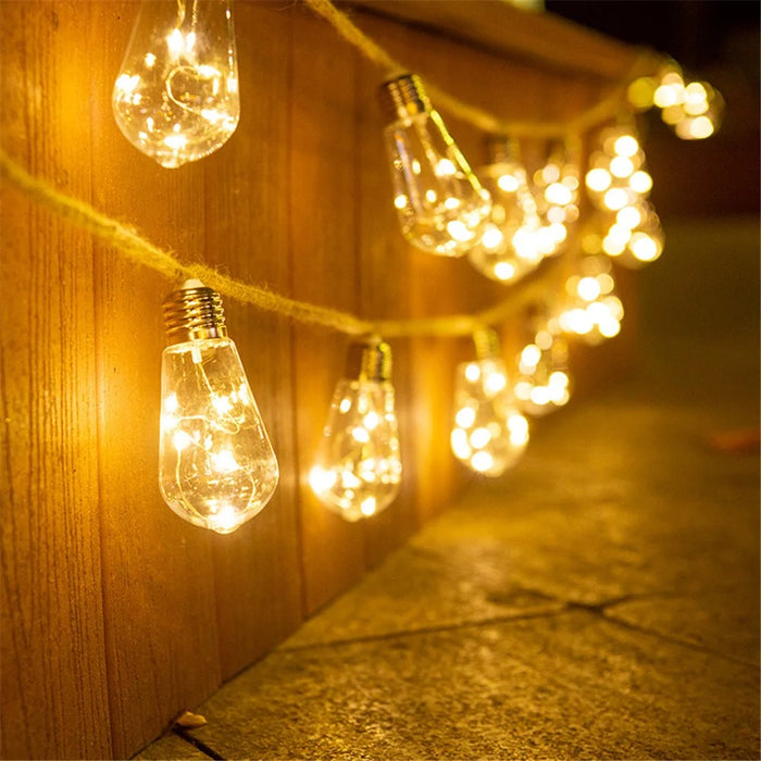 Waterproof Garden Lamp Hemp Rope Solar Patio Light with 16 Shatterproof Bulbs - 4