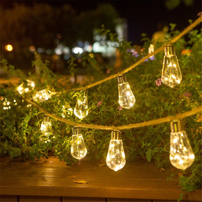 Waterproof Garden Lamp Hemp Rope Solar Patio Light with 16 Shatterproof Bulbs - 5