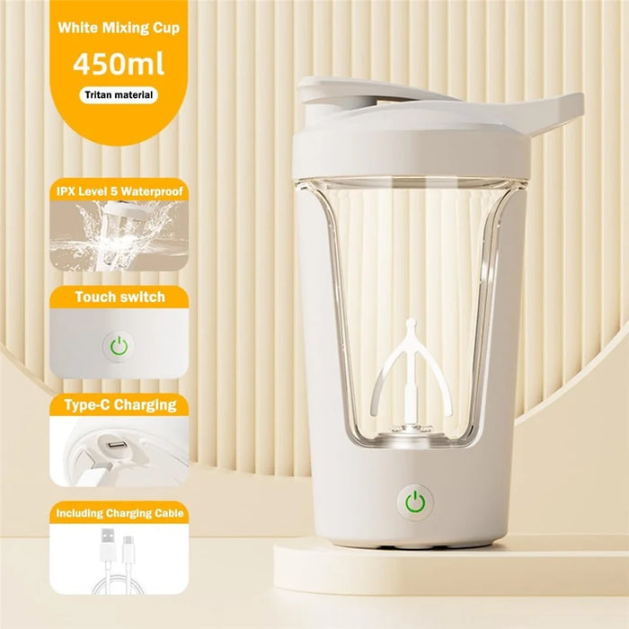 Automatic Electric Stirring Cup Coffee Milk Powder Self Stirring Cup, Rechargeable Type - Beige - 2