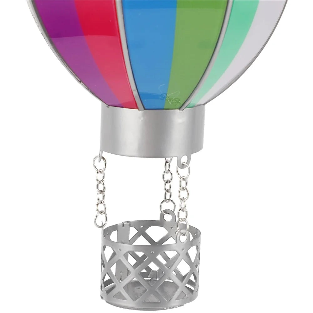 Solar Powered Hanging Lantern Outdoor Garden Hot Air Balloon Shape Patio Decor, Size S - Rainbow - 7