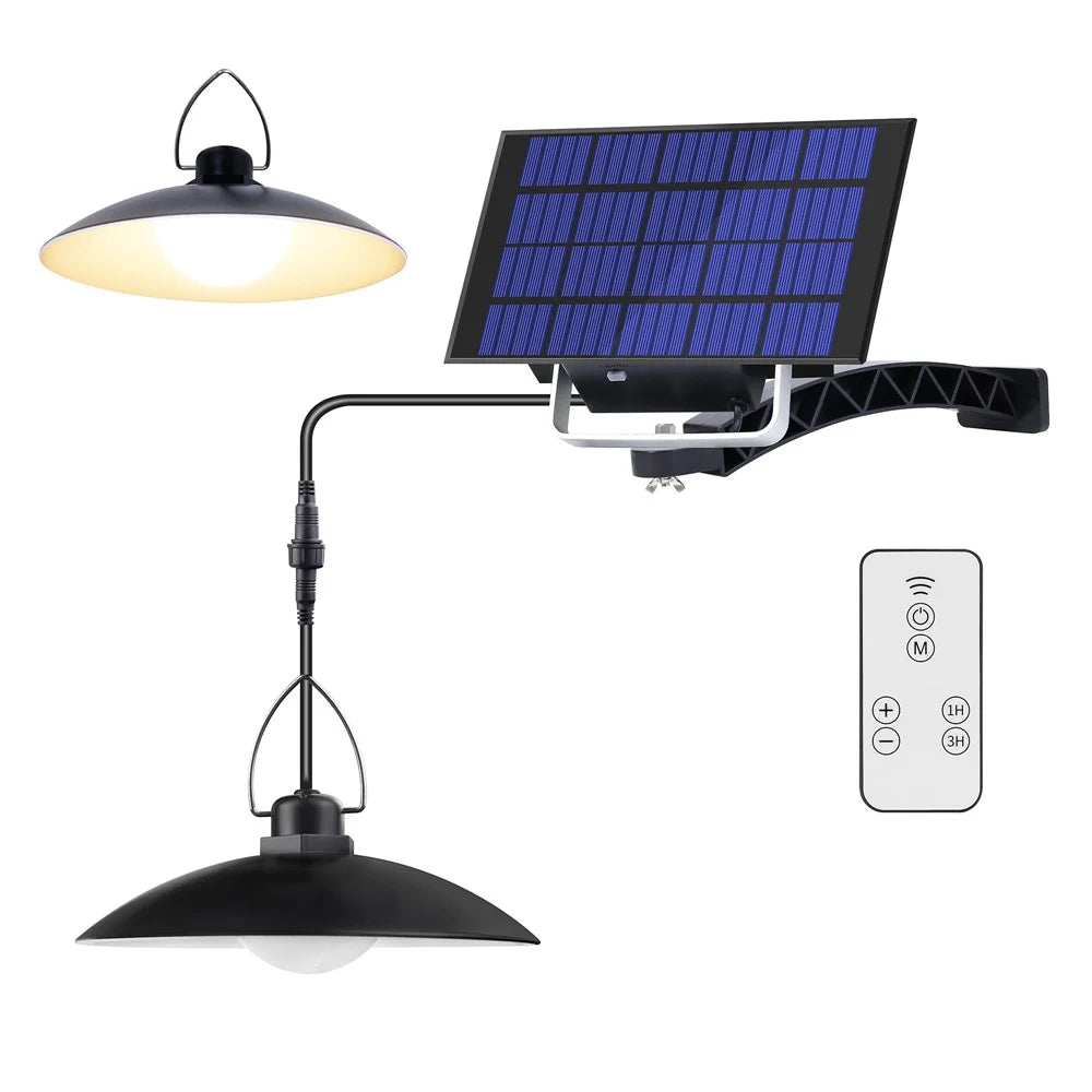 A2 35 LED Single Head Solar Powered Hanging Lamp Outdoor Waterproof Remote Control Light - Warm White - 1