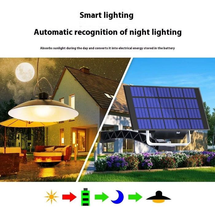 A2 35 LED Single Head Solar Powered Hanging Lamp Outdoor Waterproof Remote Control Light - Warm White - 5