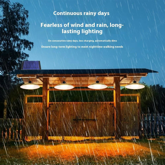 A2 70 LED Dual Head Solar Powered Hanging Lamp Outdoor Waterproof Remote Control Light - Warm White - 6