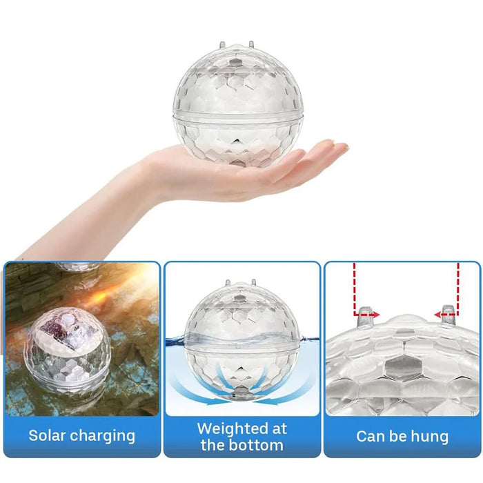 Solar Floating Pool Globe Light IP65 Waterproof Honeycomb-textured Garden Pond Decoration Lights - Small Size 10cm  /  Warm Yellow Light - 7