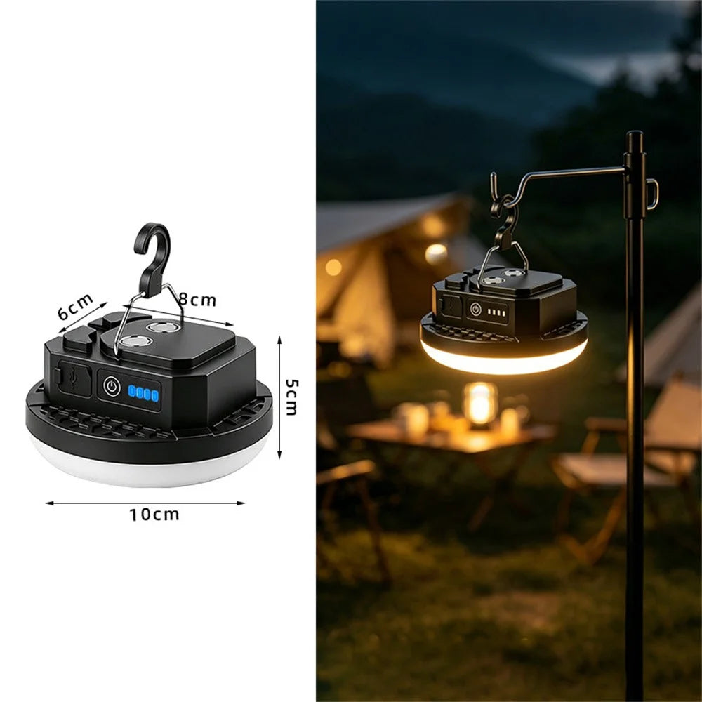 Magnetic Camping Lantern Type-C Rechargeable LED Emergency Light with Hook for Outdoor - Black - 2