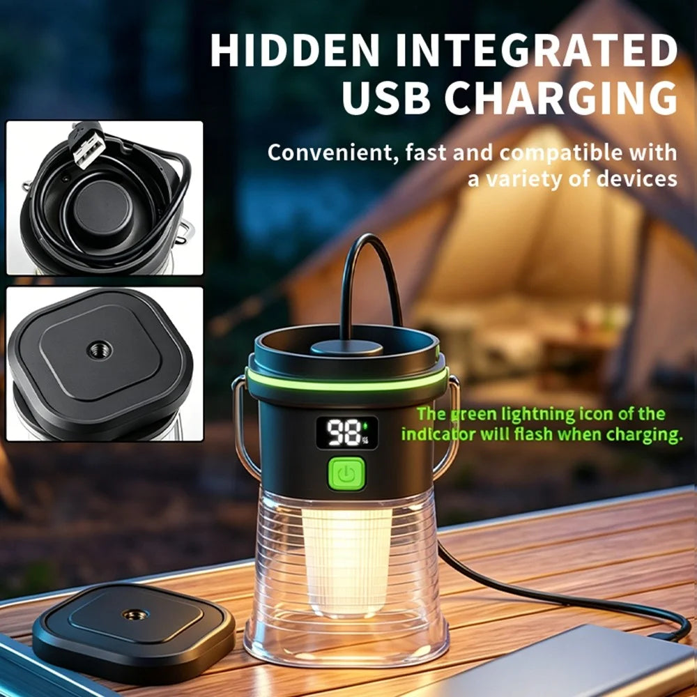 LY27 Camping Lamp 7 Modes 1500mAh IPX4 Waterproof USB-C Rechargeable LED Light for Outdoor Camping - Black - 5