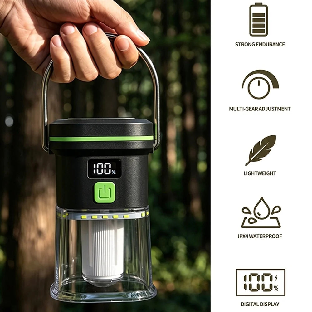 LY27 Camping Lamp 7 Modes 1500mAh IPX4 Waterproof USB-C Rechargeable LED Light for Outdoor Camping - Black - 6
