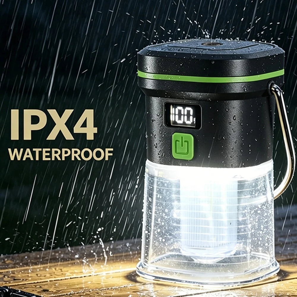 LY27 Camping Lamp 7 Modes 1500mAh IPX4 Waterproof USB-C Rechargeable LED Light for Outdoor Camping - Black - 7