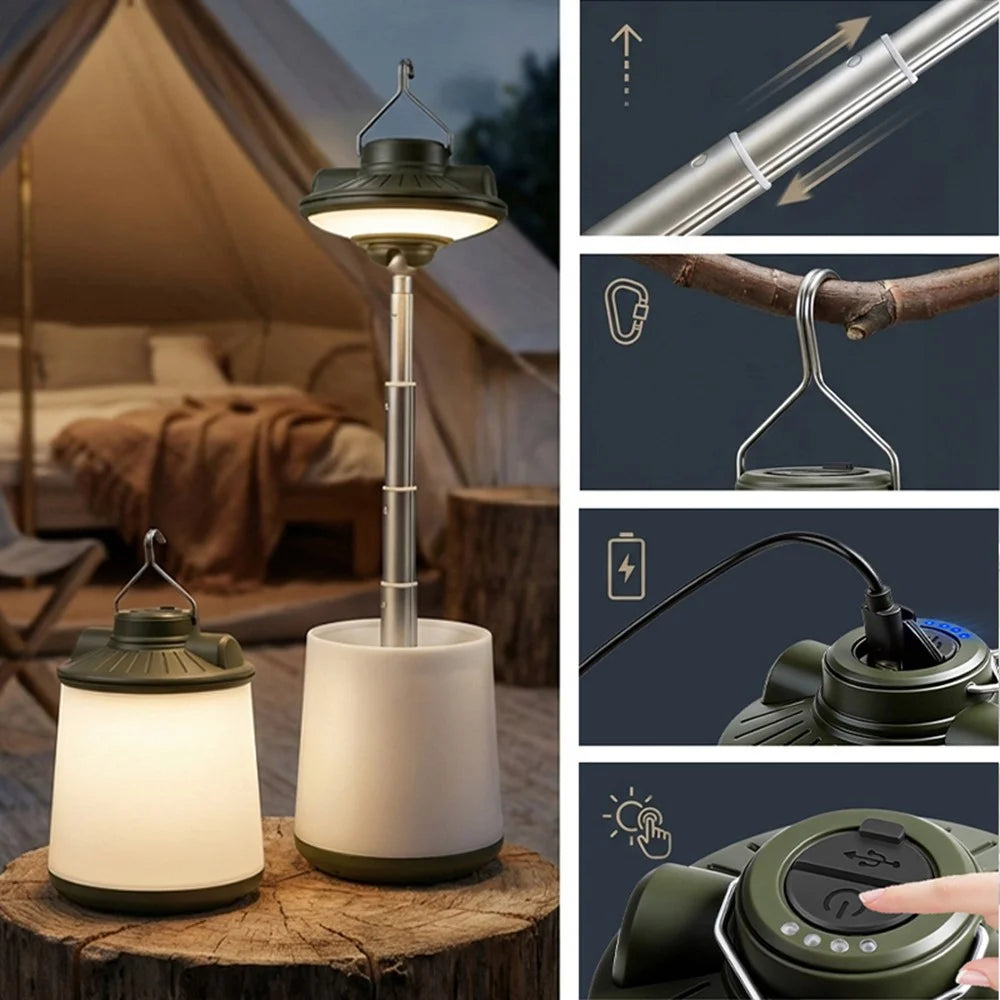 SQ-G26 360 Degree Rotatable Retractable Camping Lamp 2000mAh IPX4 Waterproof RGB Tent Light - 3