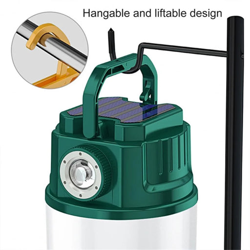 C51 Multi-Functional Solar Power Camping Light with Indicator Zoomable IPX6 Waterproof Flashlight Tent Lamp (No Output) - Green - 2