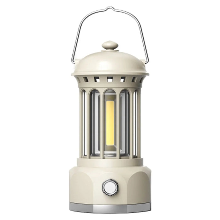 Rechargeable COB Camping Light Retro Style Tent Hanging Light Lantern Lamp for Hiking Evening Party, Size: L - White - 1