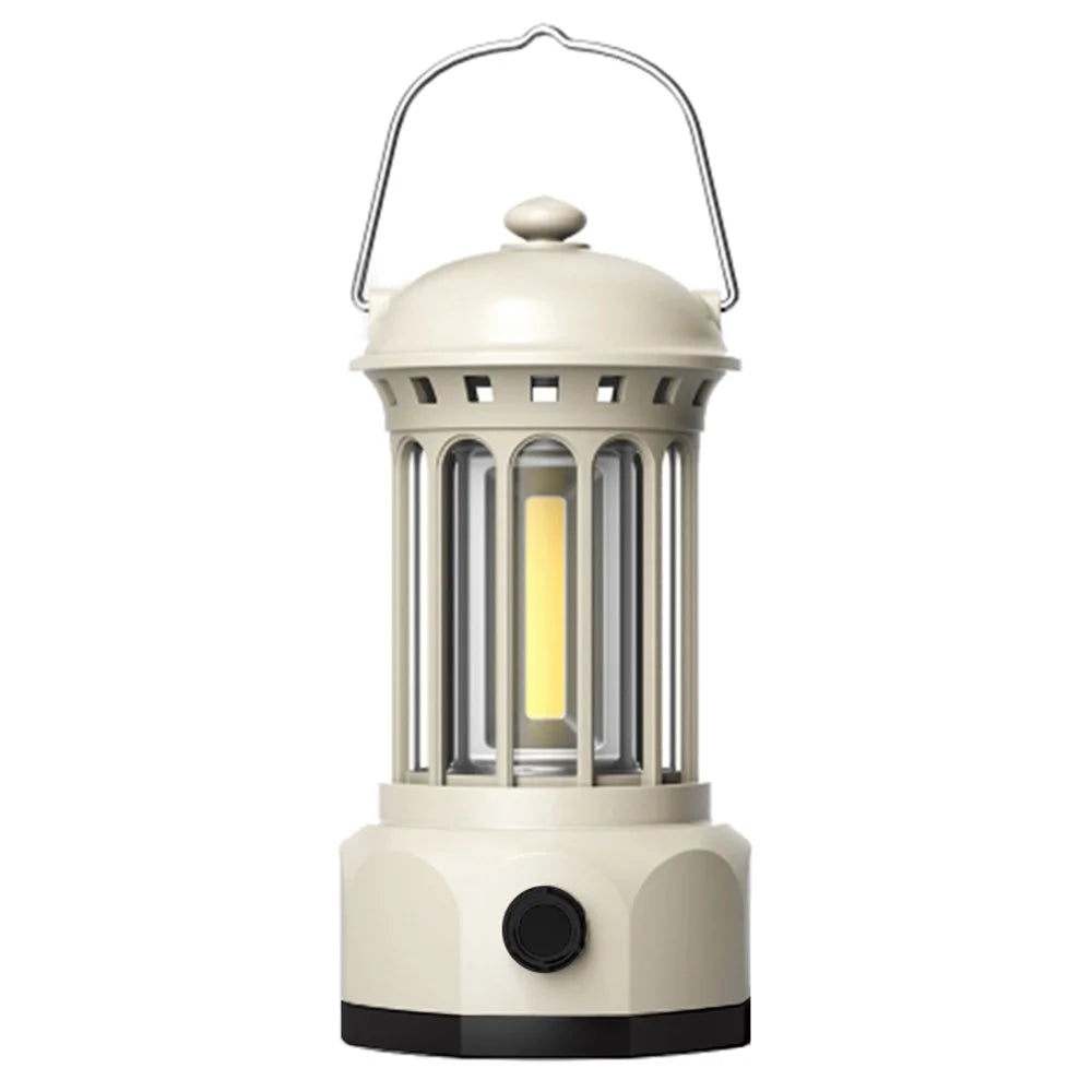 Battery Powered Tent Hanging Light Lantern Lamp Retro Style COB Camping Hiking Light, Size: L - White - 1