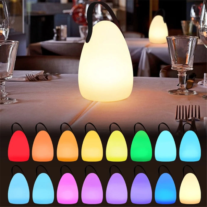 Remote Control Night Light Rechargeable 16 Colors 6 Brightness Levels Bedside Lamp Egg-Shaped Lamp for Home, Bar - 1