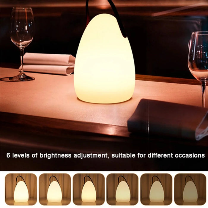 Remote Control Night Light Rechargeable 16 Colors 6 Brightness Levels Bedside Lamp Egg-Shaped Lamp for Home, Bar - 2