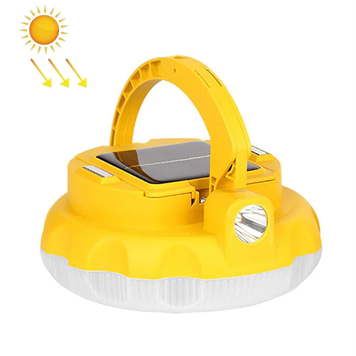 NG200 Solar Power LED Light Hook Design Outdoor Camping Magnetic Lamp with 4 Batteries - Yellow - 1