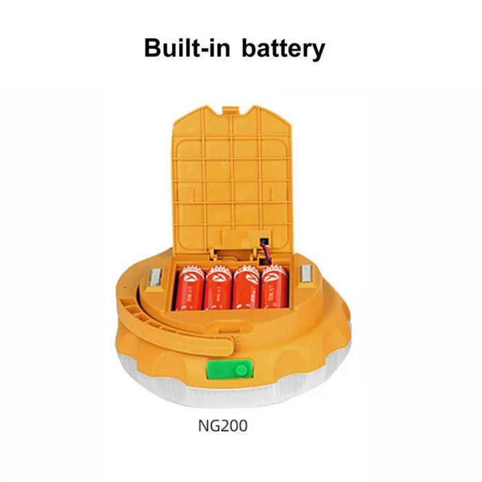 NG200 Solar Power LED Light Hook Design Outdoor Camping Magnetic Lamp with 4 Batteries - Yellow - 3