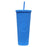 710ml Portable Studded Tumbler with Lid and Straw Iced Coffee Cups Double Wall Smooth Cup for Women Men (No FDA, BPA-Free) - Blue - 1