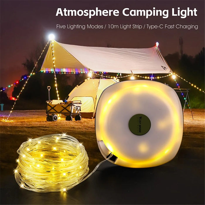 WEST BIKING YP0701425 Camping LED Tent Light Outdoor Campsite Atmosphere Canopy Light - Warm Light - 6