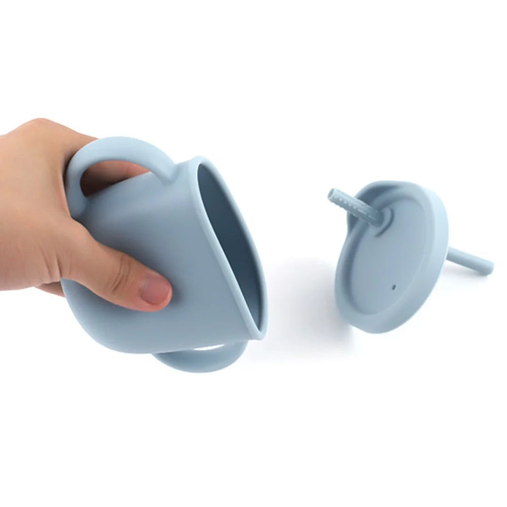 ZP2004B 250ML Toddler Straw Cup Baby Training Drinking Cup with Dual Handles (with Silicone Material FDA Report) - Dark Red - 3