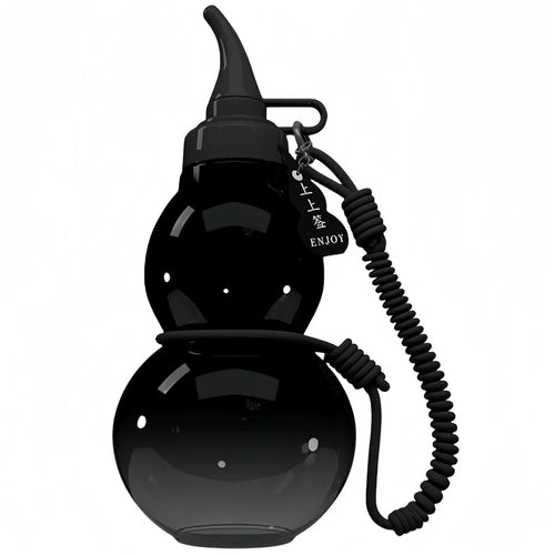 800ml Large Capacity Gourd Shape Tritan Sports Water Bottle with Pendant and Lanyard (BPA Free, No FDA) - Black - 1