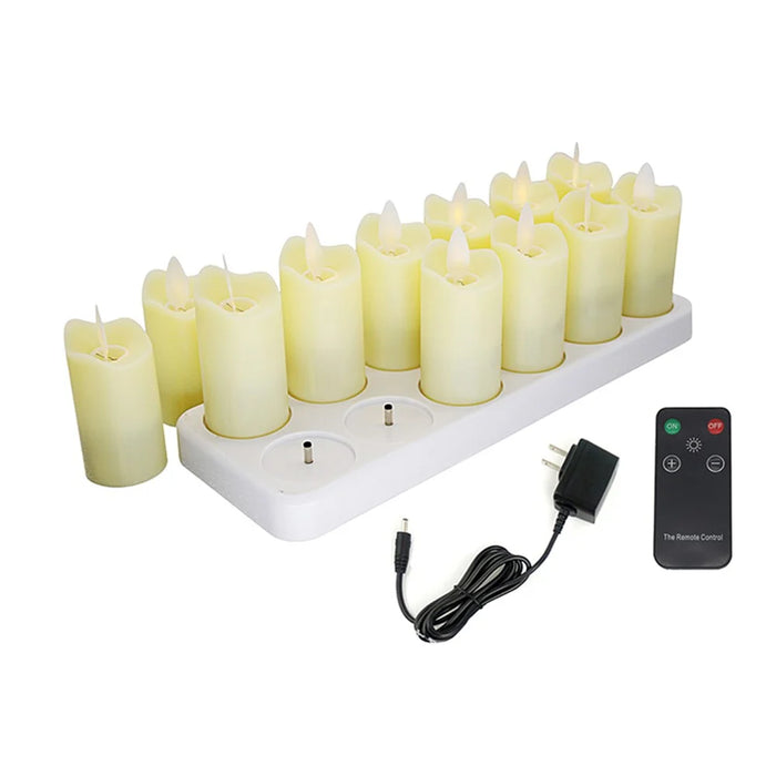 12PCS/Pack Rechargeable Flameless Candles Realistic Dancing LED Flames with Remote Control - EU Plug - 1