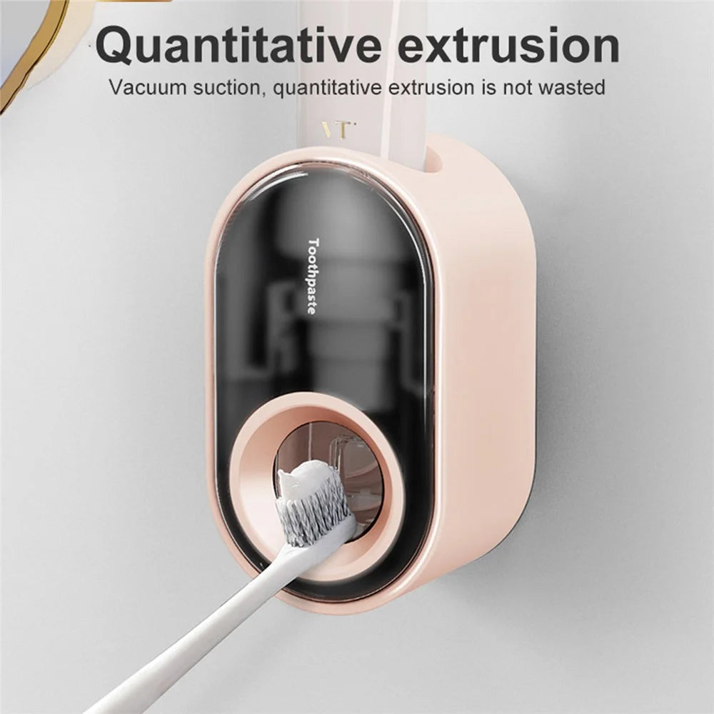 Automatic Toothpaste Dispenser Wall Mounted for Bathroom Convenient Toothpaste Squeezer (No FDA, BPA-free) - Pink - 2