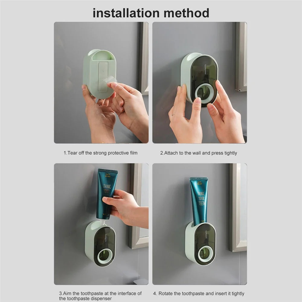 Automatic Toothpaste Dispenser Wall Mounted for Bathroom Convenient Toothpaste Squeezer (No FDA, BPA-free) - Pink - 5