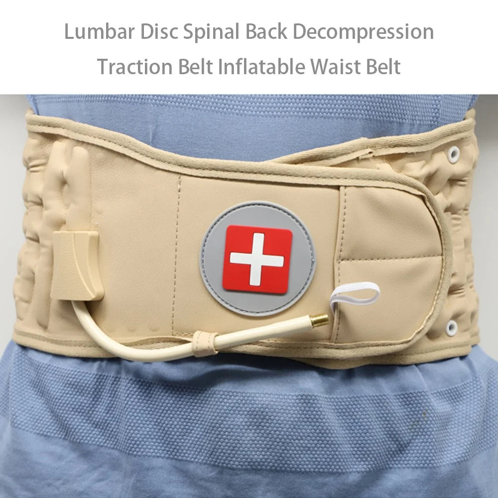 Lumbar Traction Belt Decompression Back Belt Inflatable Waist Belt Back Support Belt for Lower Back Pain - Yellow - 3